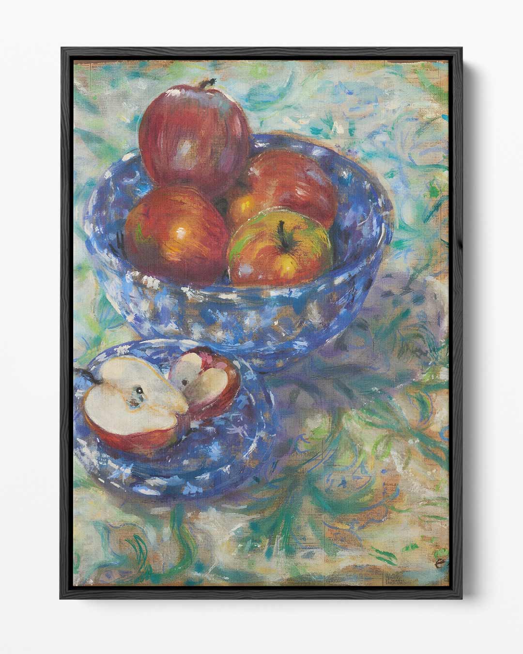 Stilleven met Fruit in Blauwe Schaal Kunstwerk-canvas-dibond-plexiglas-wanddecoratie-WallArtistic