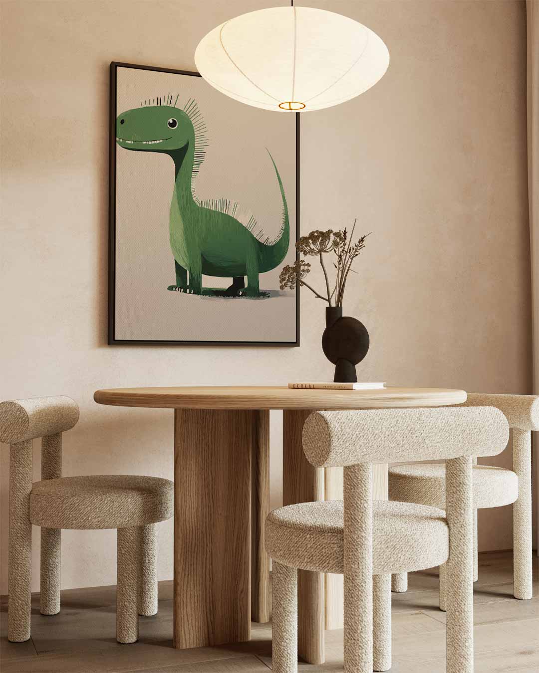 Groene Dino Vrolijkheid Kunstwerk-canvas-dibond-plexiglas-wanddecoratie-WallArtistic