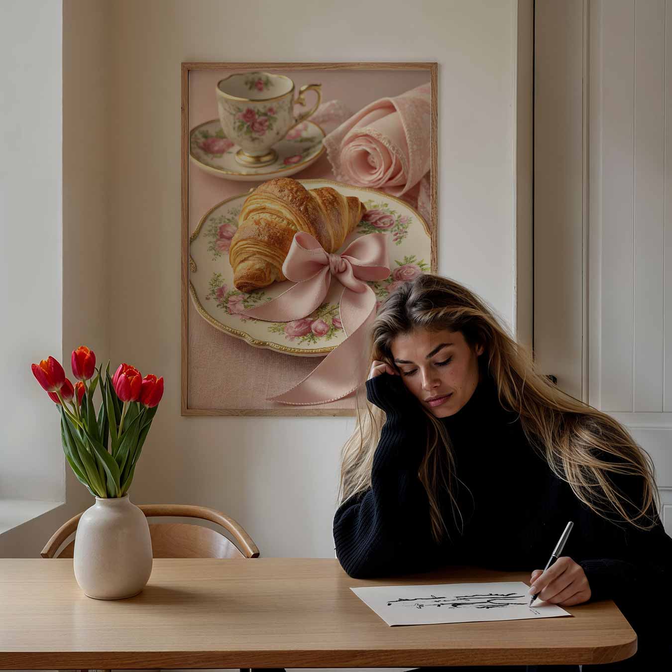 Elegante Rozen Ontbijtposter