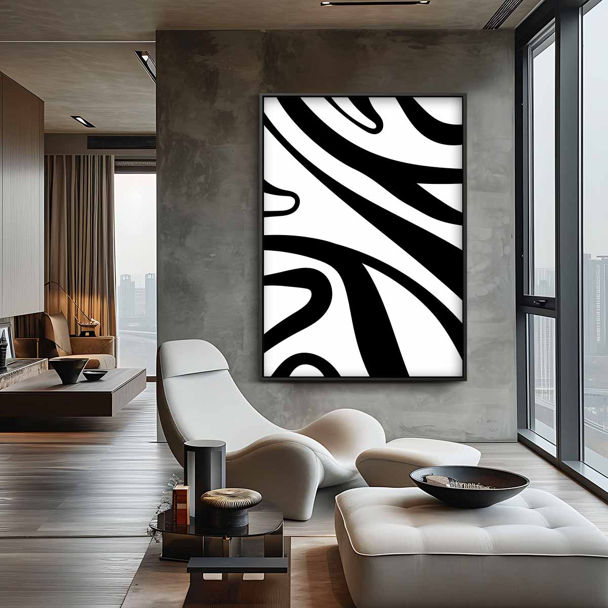 Abstracte Zebrastrepen Kunstwerk-canvas-dibond-plexiglas-wanddecoratie-WallArtistic