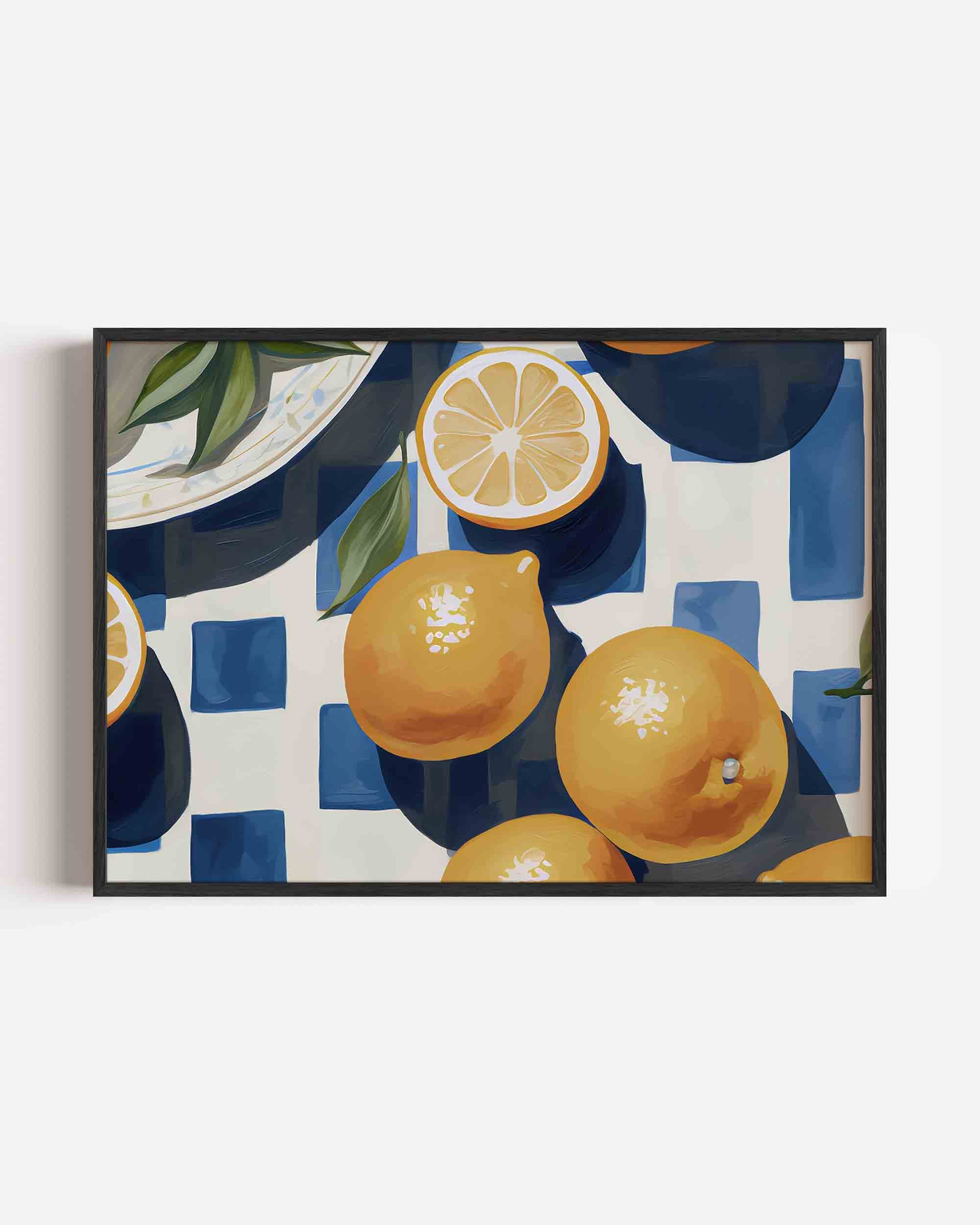 Citroenen op blauw wit Poster