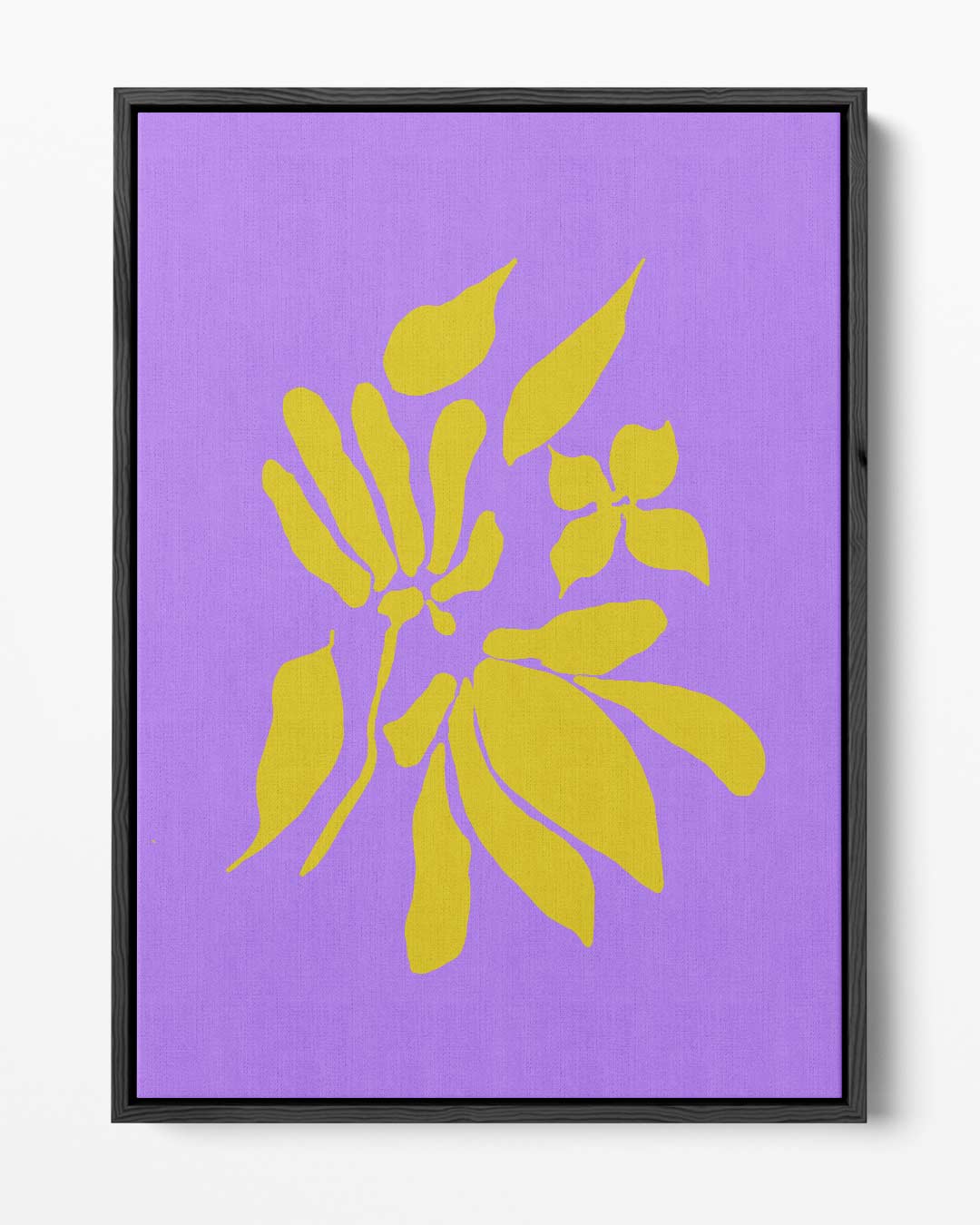 Bloemenenexplosie in Geel en Paars Kunstwerk-canvas-dibond-plexiglas-wanddecoratie-WallArtistic