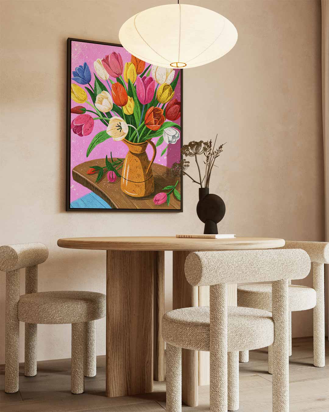 Bloeiende Boeket Illustratie Kunstwerk-canvas-dibond-plexiglas-wanddecoratie-WallArtistic