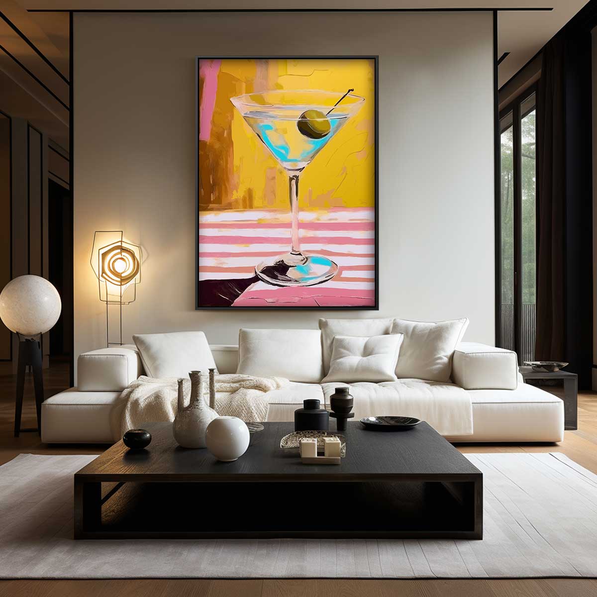 Stijlvolle Martini Illustratie Kunstwerk-canvas-dibond-plexiglas-wanddecoratie-WallArtistic