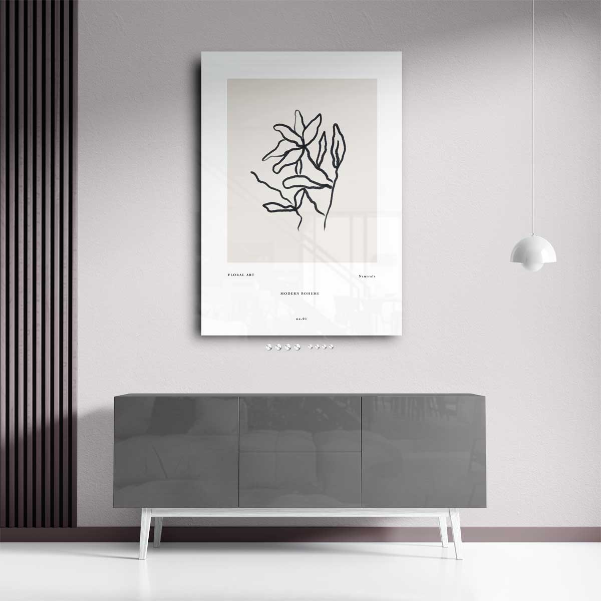 Minimalistische Bloemenlijntekening Kunstwerk-canvas-dibond-plexiglas-wanddecoratie-WallArtistic