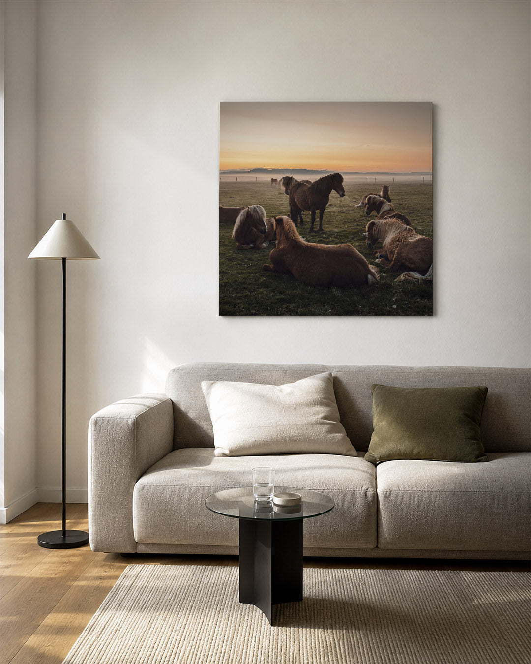 Rustige paardenweide Kunstwerk