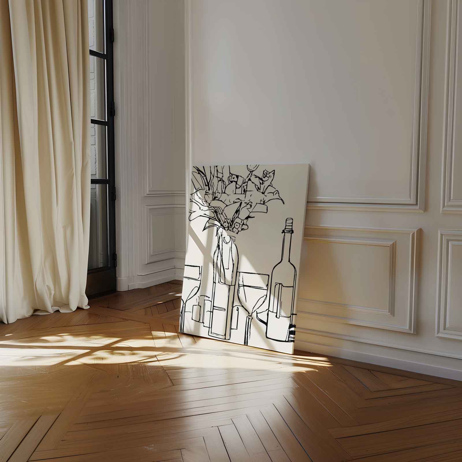 Moderne Omtrekschets Stilleven Kunstwerk-canvas-dibond-plexiglas-wanddecoratie-WallArtistic