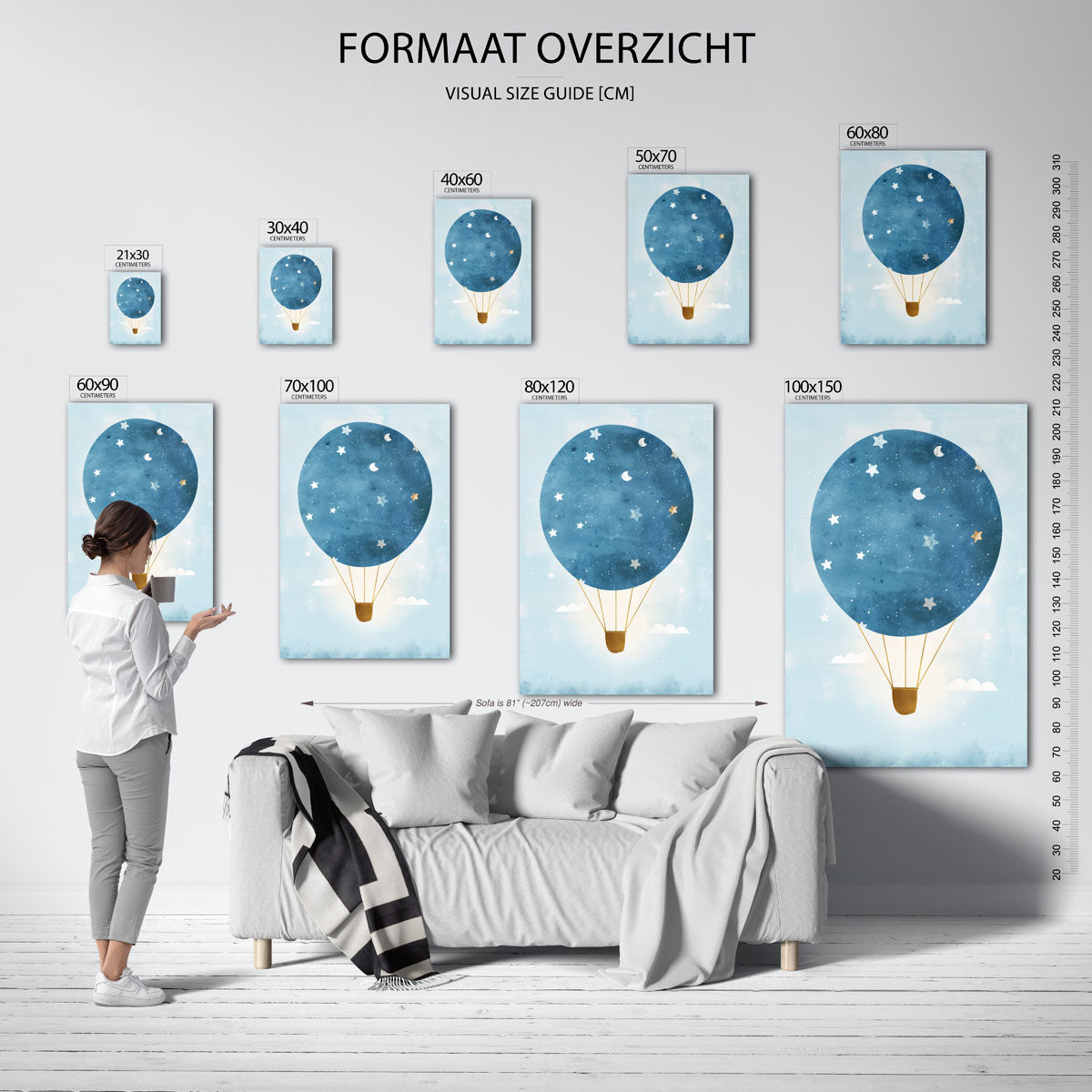 Luchtballon met sterren Poster