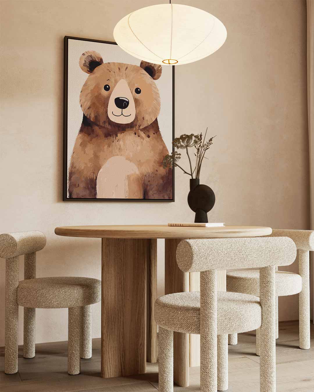 Vrolijke Bruine Beer Kunstwerk-canvas-dibond-plexiglas-wanddecoratie-WallArtistic
