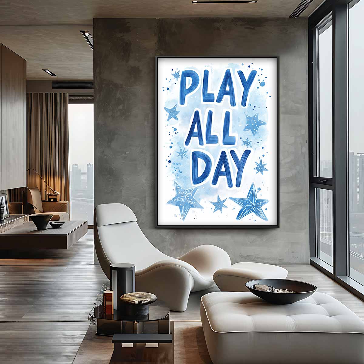 Speelse Sterren Hemel Kunstwerk-canvas-dibond-plexiglas-wanddecoratie-WallArtistic