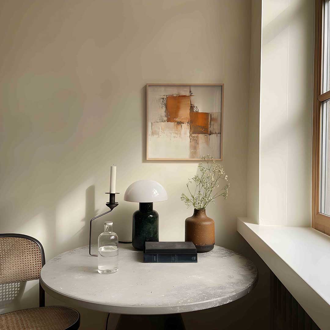 Abstracte beige en oranje Poster