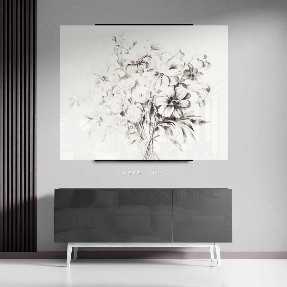 Zwart-wit Bloemenpracht Kunstwerk-canvas-dibond-plexiglas-wanddecoratie-WallArtistic