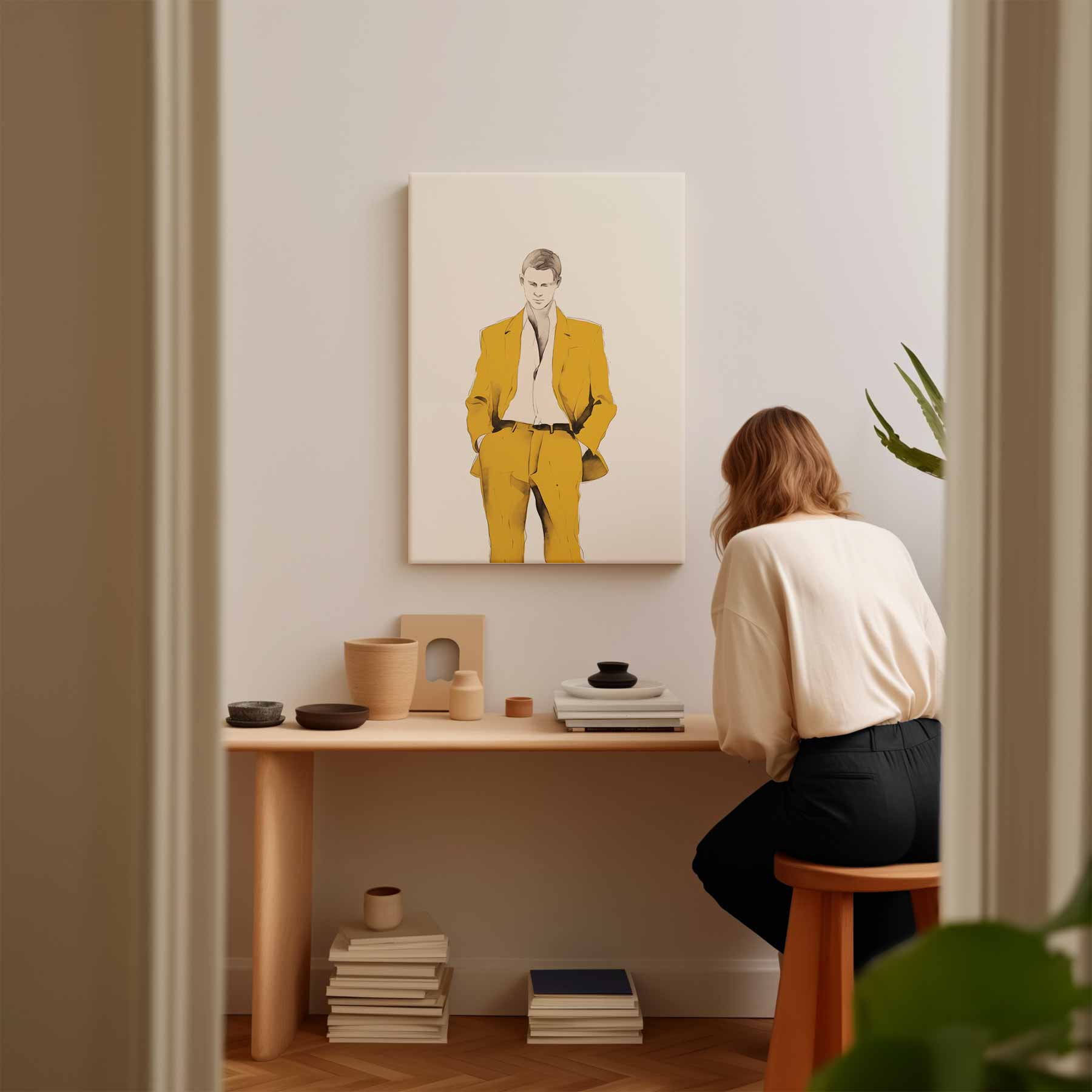 Elegante Stijl in Geel Kunstwerk-canvas-dibond-plexiglas-wanddecoratie-WallArtistic