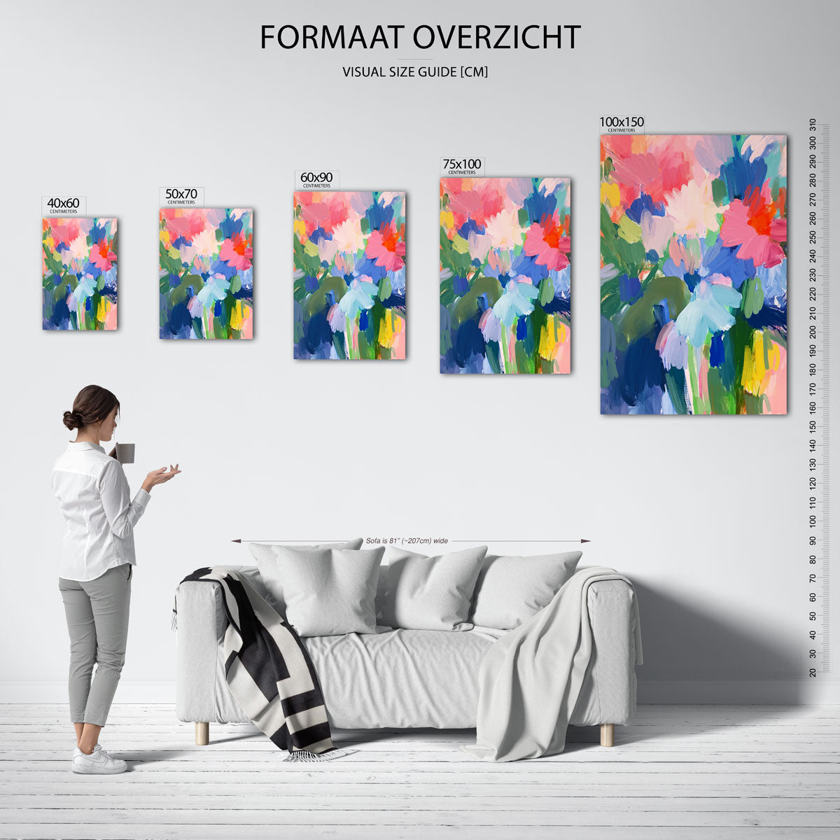 Kleurrijke bloemencompositie Kunstwerk