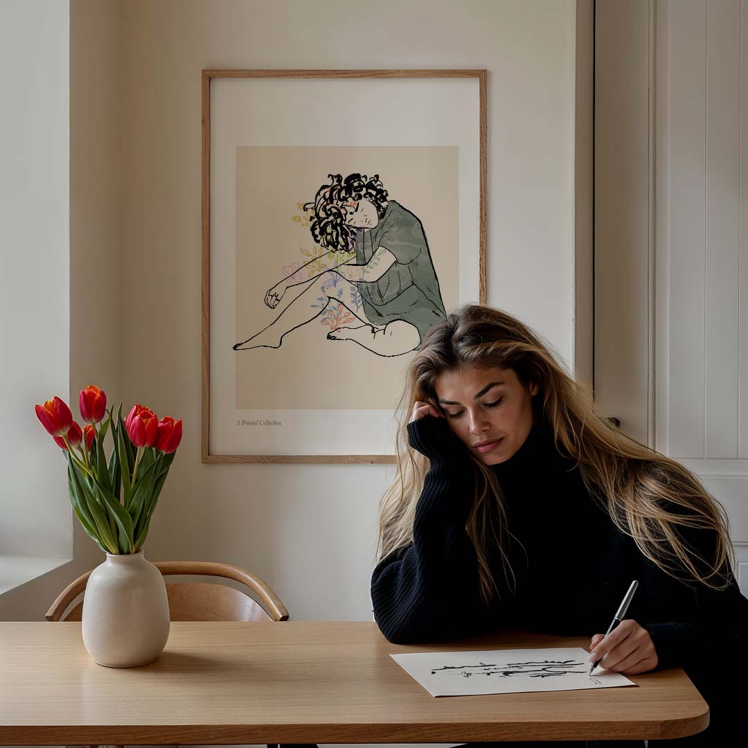 Dromerige Bloemenillustratie Poster-WallArtistic
