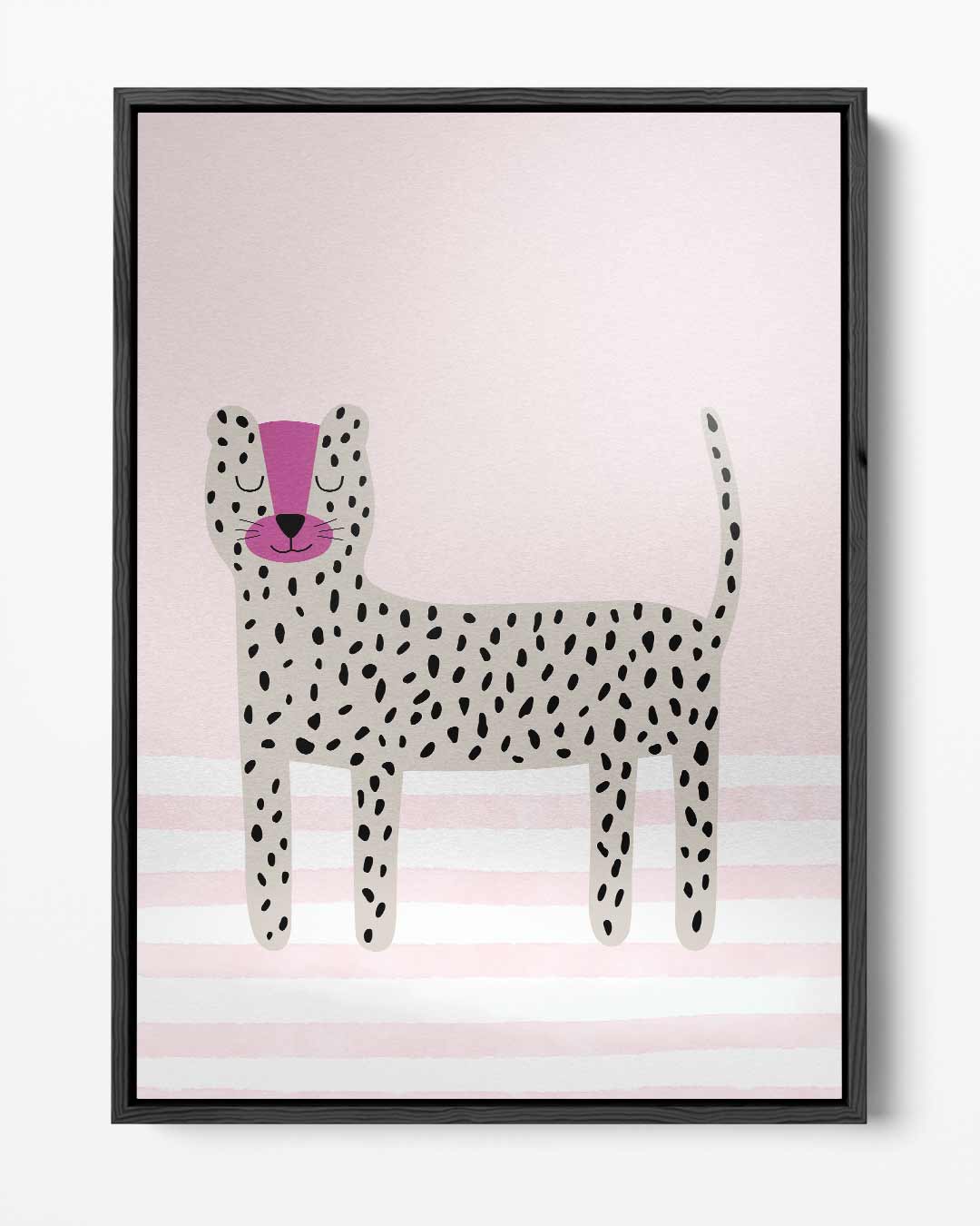 Schattige Roze Luipaard Illustratie Kunstwerk-canvas-dibond-plexiglas-wanddecoratie-WallArtistic