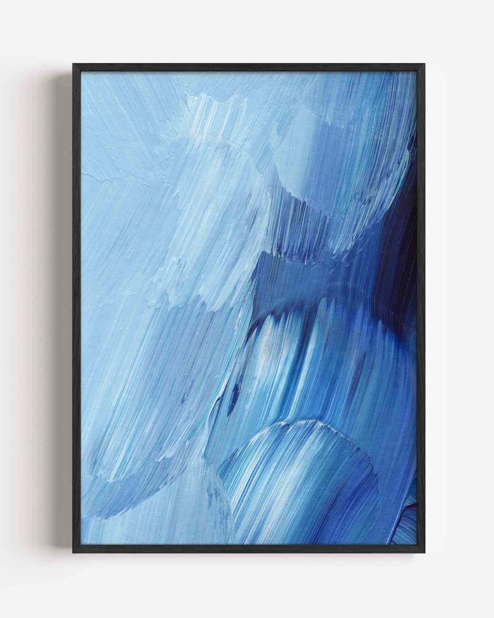 Blauwe penseelstreken Poster