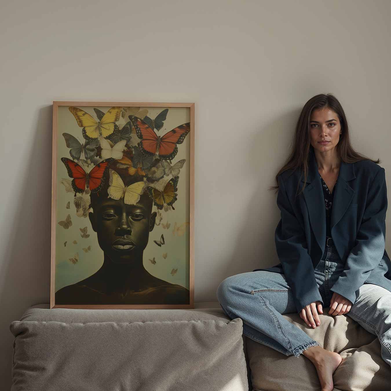 Vlinders in je Haar Kunstposter