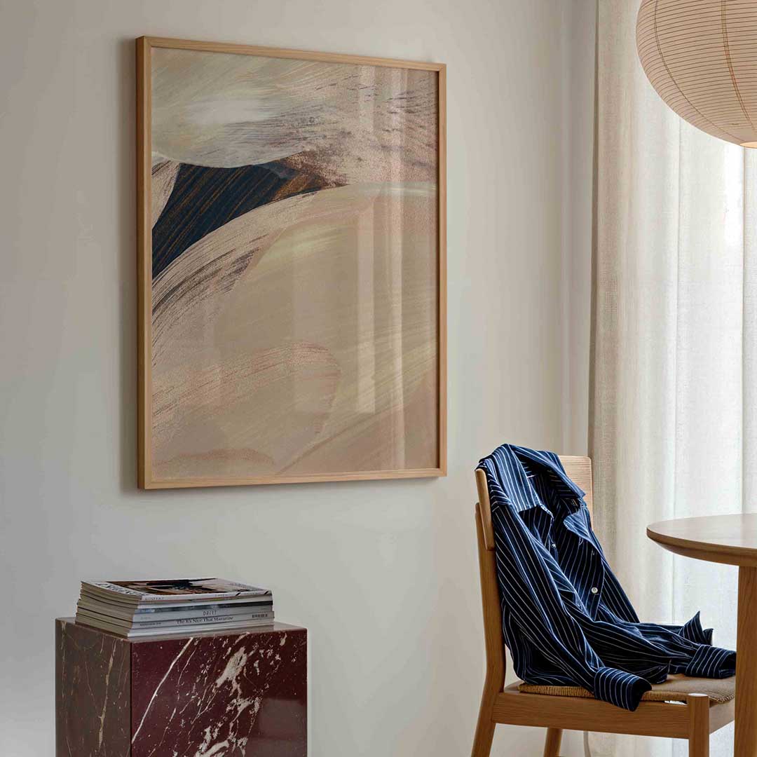 Abstracte beige penseelstreken Poster