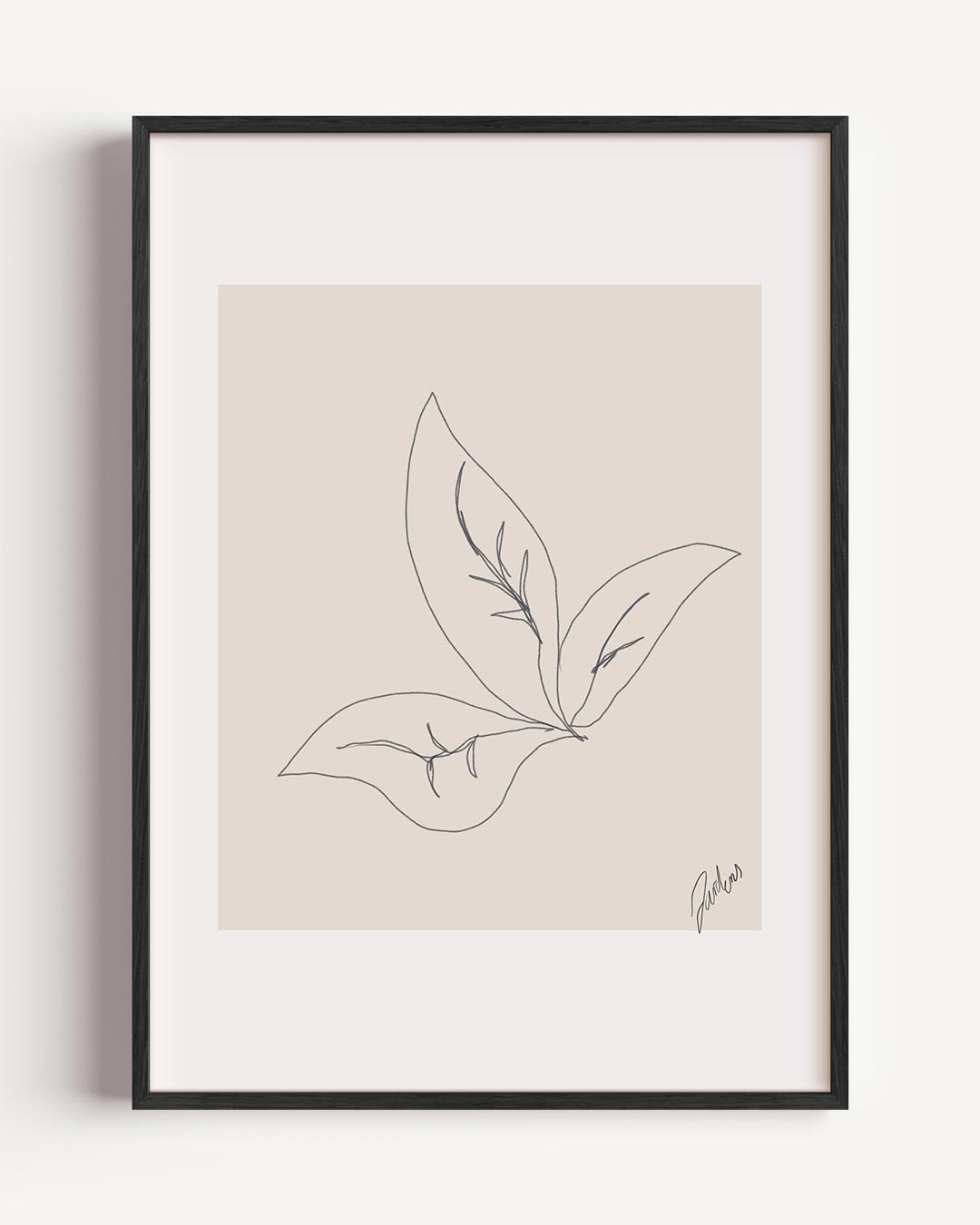 Elegante Bladeren Lijntekening Poster-WallArtistic