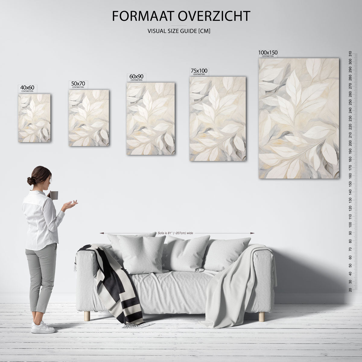 Lichte bladeren compositie Kunstwerk