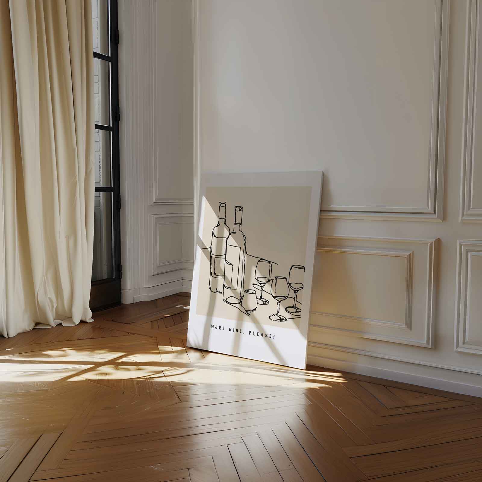 Lijntekening Wijnavondje Kunstwerk-canvas-dibond-plexiglas-wanddecoratie-WallArtistic