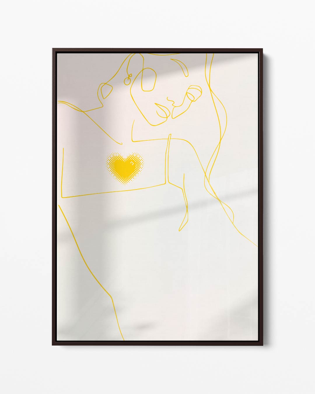Lijntekening met Hart Kunstwerk-canvas-dibond-plexiglas-wanddecoratie-WallArtistic