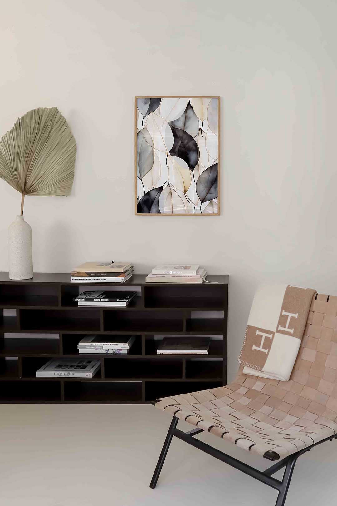 Bladeren in neutrale tinten Poster