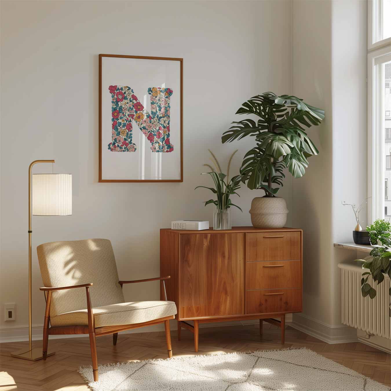 Bloemrijke Letter N Poster