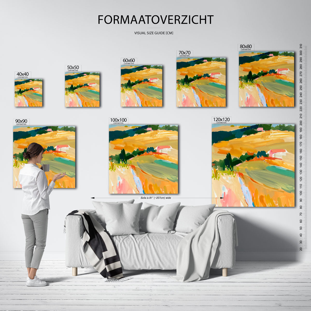 Landschap met kleurrijke velden Poster