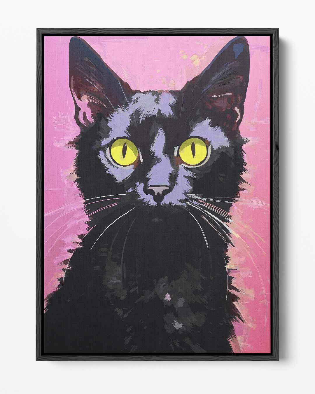 Kattenportret met Roze Achtergrond Kunstwerk-canvas-dibond-plexiglas-wanddecoratie-WallArtistic