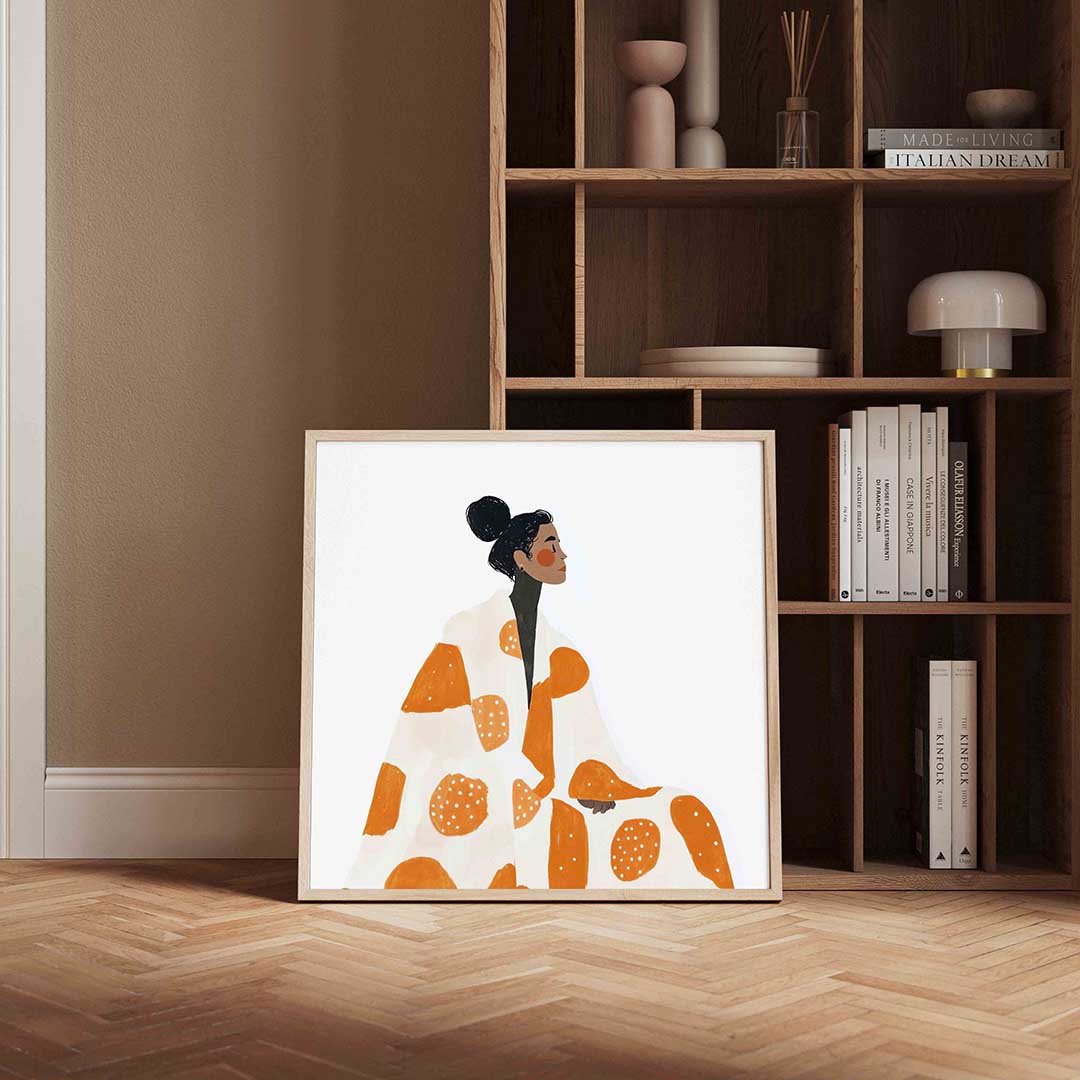 Vrouw met oranje patroon Poster