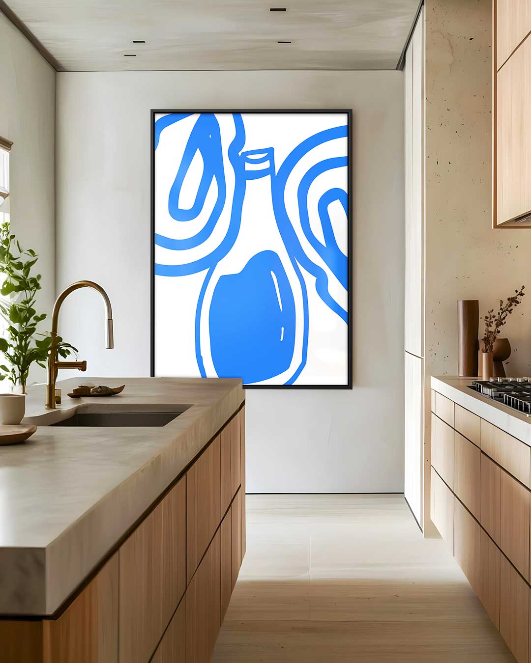 Stijlvolle Blauwe Abstractie Kunstwerk-canvas-dibond-plexiglas-wanddecoratie-WallArtistic