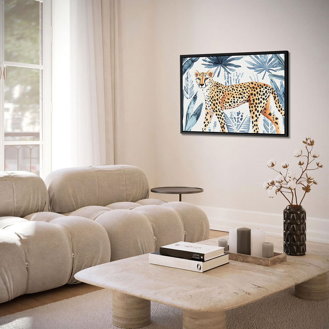 Luipaard en bladeren Kunstwerk