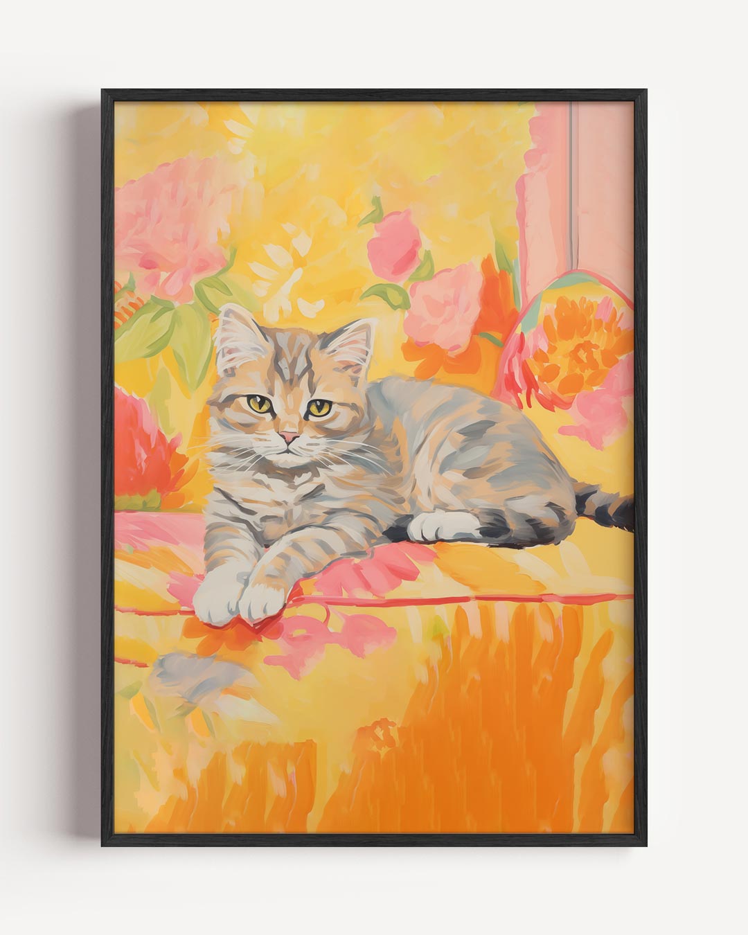 Schattige Kat met Bloemen Poster-WallArtistic