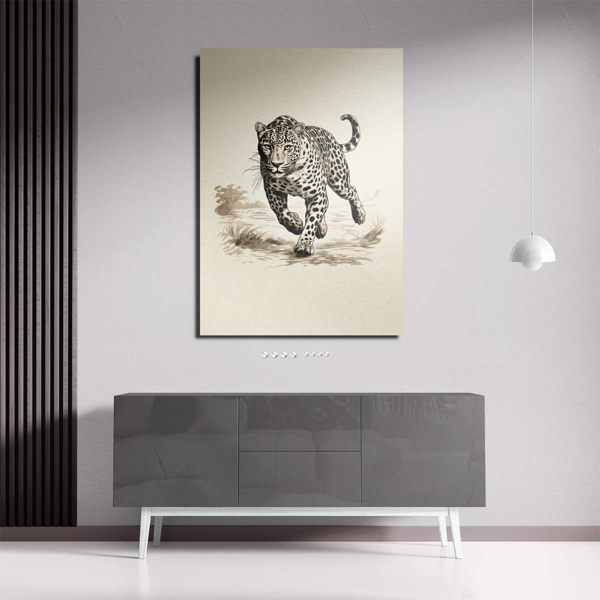 Sierlijke Jachtluipaard in Actie Kunstwerk-canvas-dibond-plexiglas-wanddecoratie-WallArtistic
