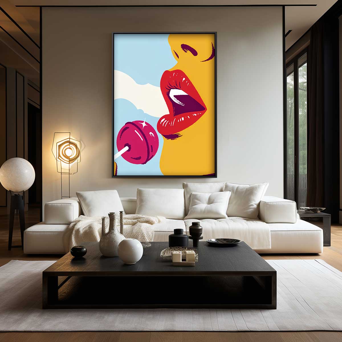 Verleiding in Popart Kunstwerk-canvas-dibond-plexiglas-wanddecoratie-WallArtistic