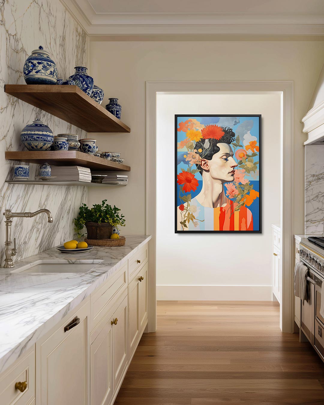 Kleurrijke bloemenportret Kunstwerk