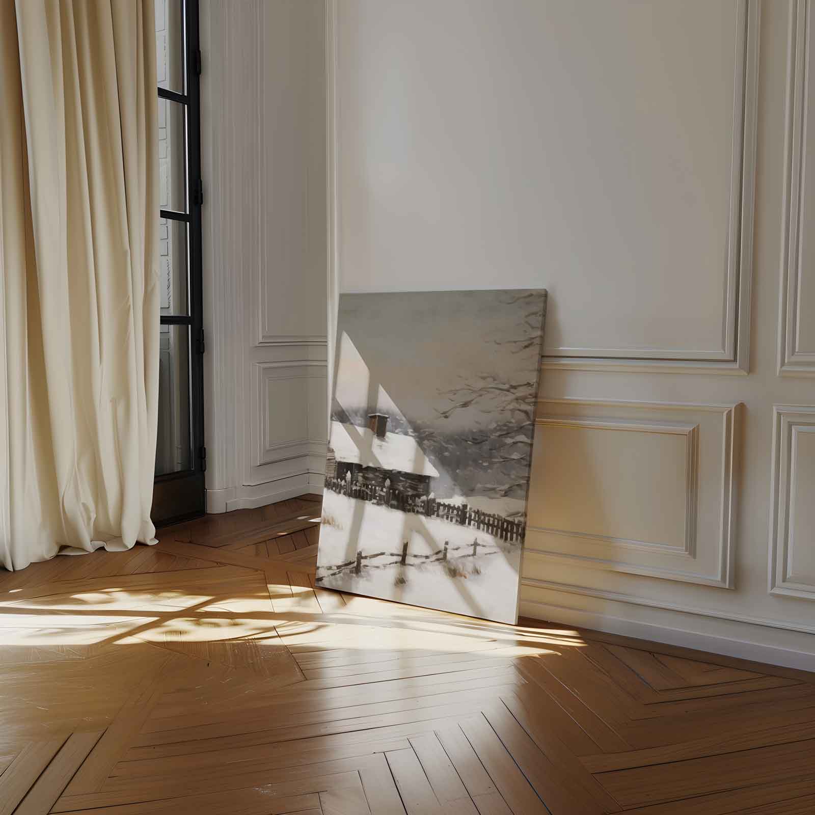 Winterhut in de Sneeuw Kunstwerk-canvas-dibond-plexiglas-wanddecoratie-WallArtistic