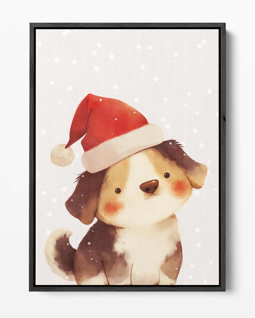 Schattige Kerst Puppy Illustratie Kunstwerk-canvas-dibond-plexiglas-wanddecoratie-WallArtistic
