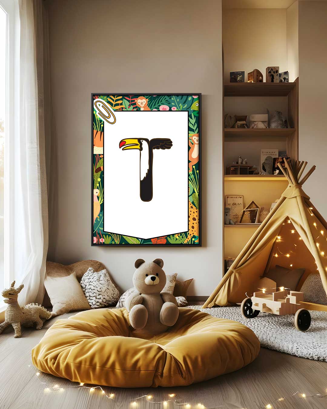 T is voor Toekan Kunstwerk-canvas-dibond-plexiglas-wanddecoratie-WallArtistic