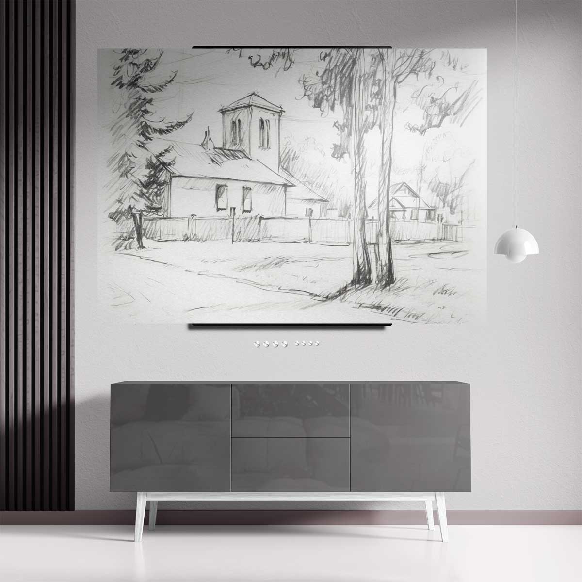 Rustiek Dorpstafereel Kunstwerk-canvas-dibond-plexiglas-wanddecoratie-WallArtistic