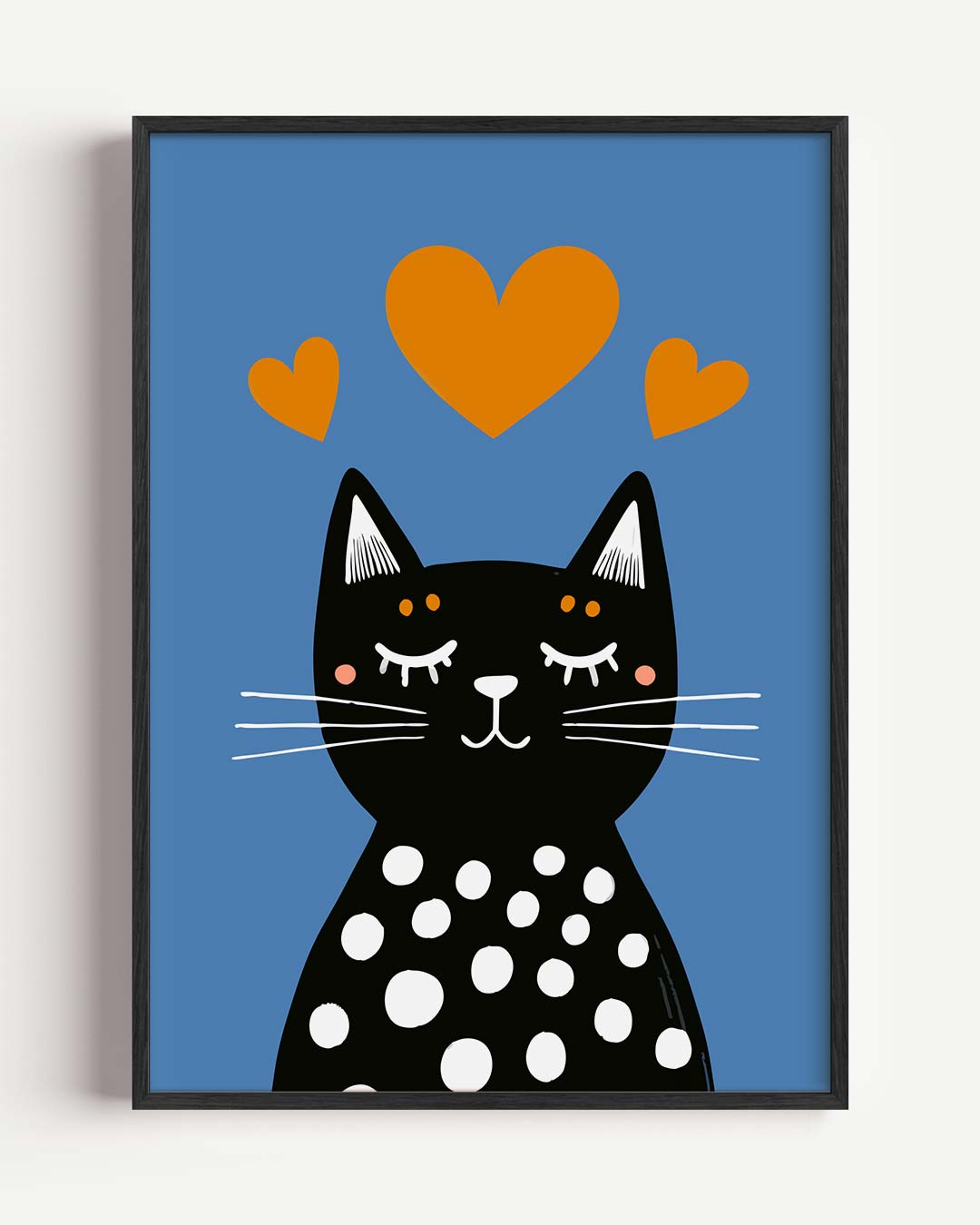 Slaapende Kat met Hartjes Poster