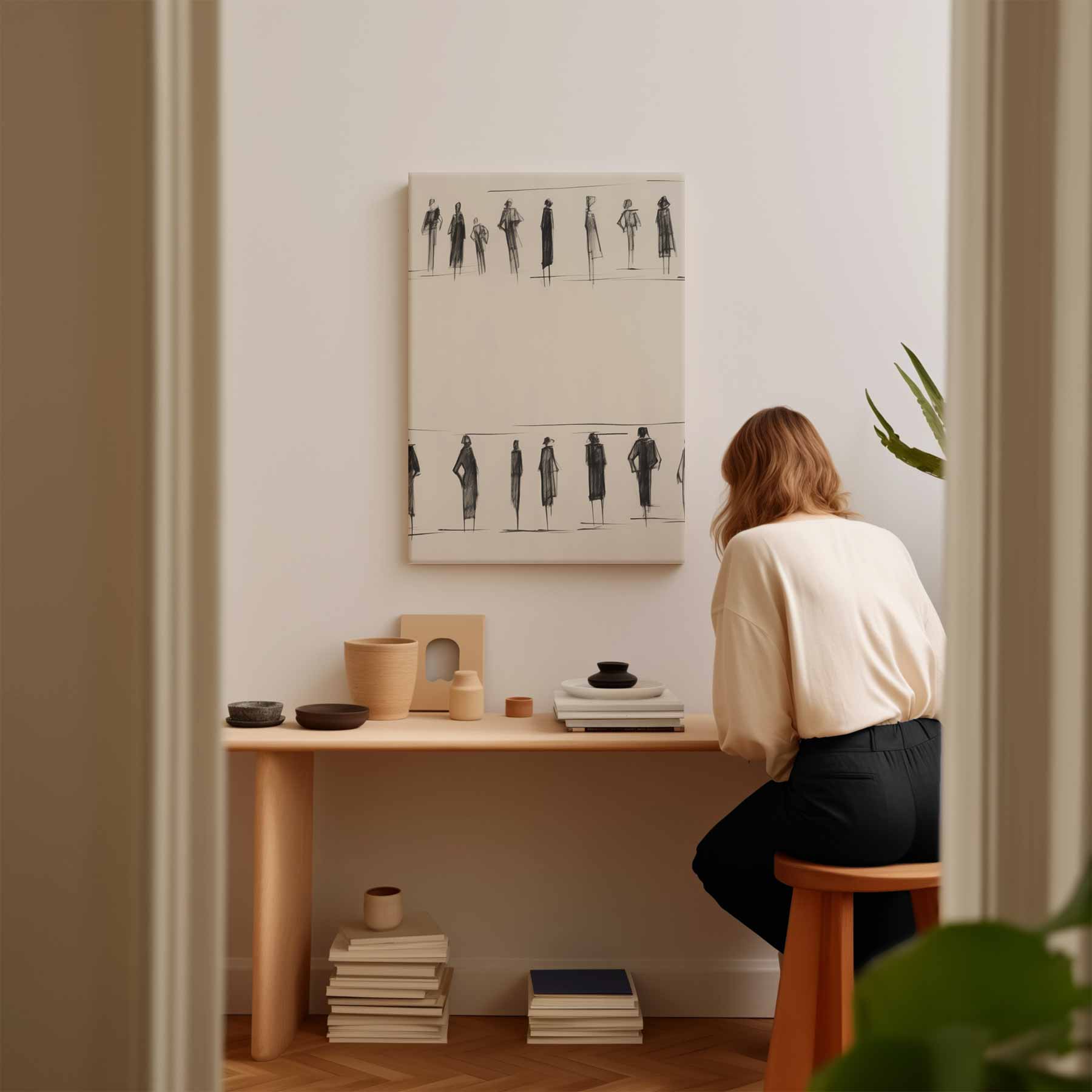 Elegante Schaduwfiguren Kunstwerk-canvas-dibond-plexiglas-wanddecoratie-WallArtistic