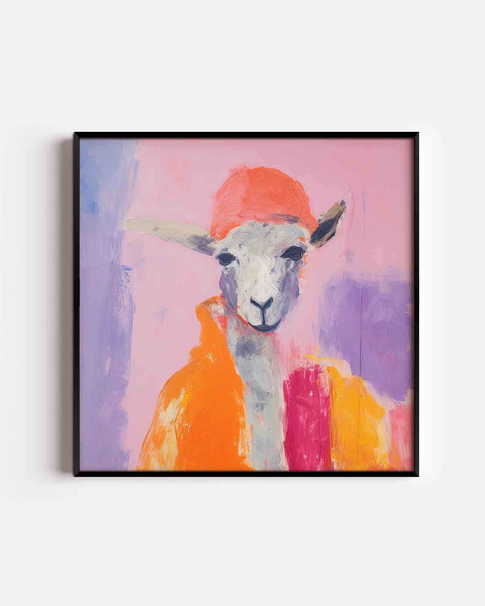 Schaap met oranje hoed Poster