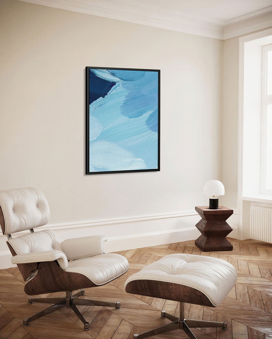 Vloeiende blauwe bewegingen Kunstwerk