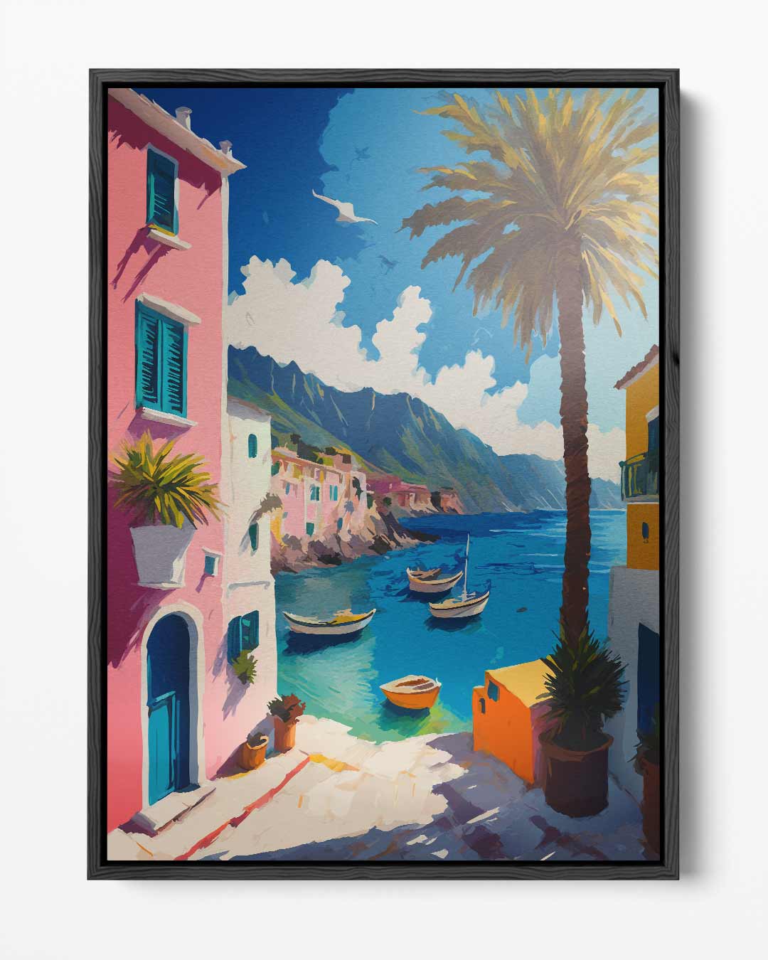 Zonnige Middellandse Zee Haven Kunstwerk-canvas-dibond-plexiglas-wanddecoratie-WallArtistic
