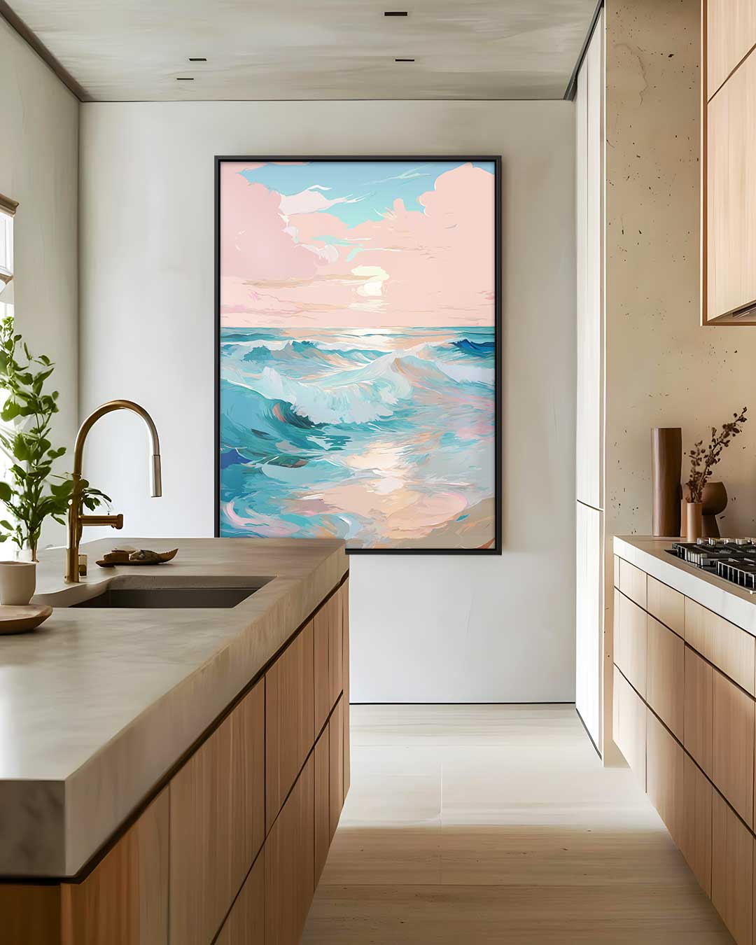 Zomers Golvenspel bij Zonsondergang Kunstwerk-canvas-dibond-plexiglas-wanddecoratie-WallArtistic
