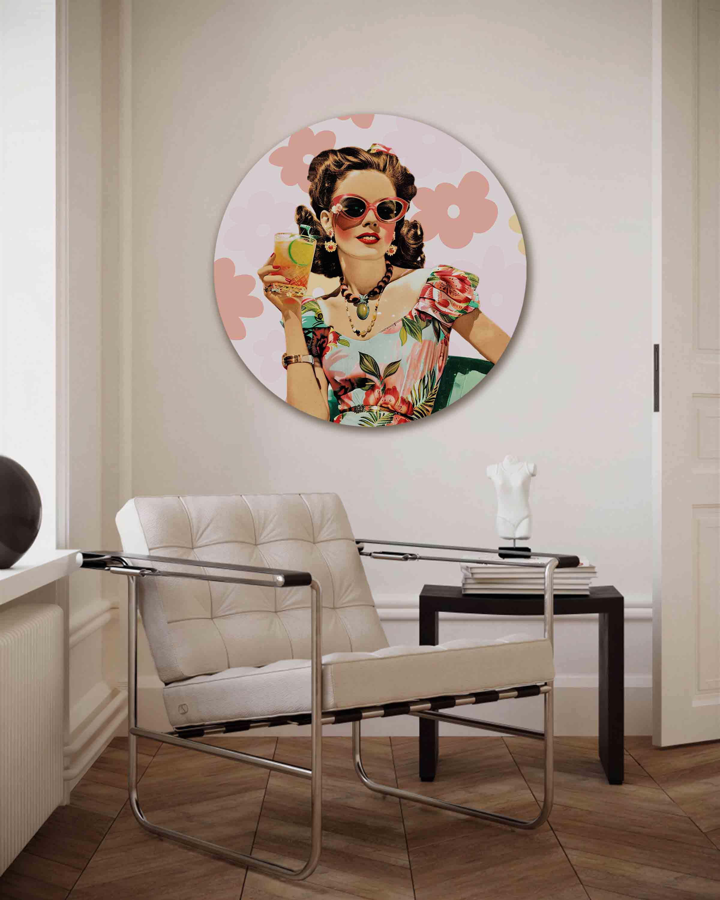 Vrouw met cocktail Muurcirkel