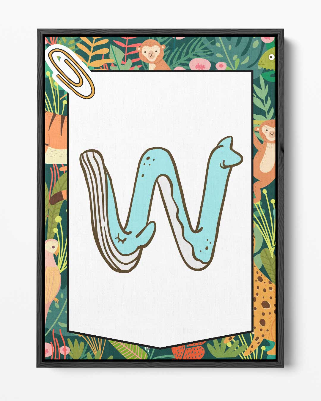 Jungle Alfabet W Kunstwerk-canvas-dibond-plexiglas-wanddecoratie-WallArtistic